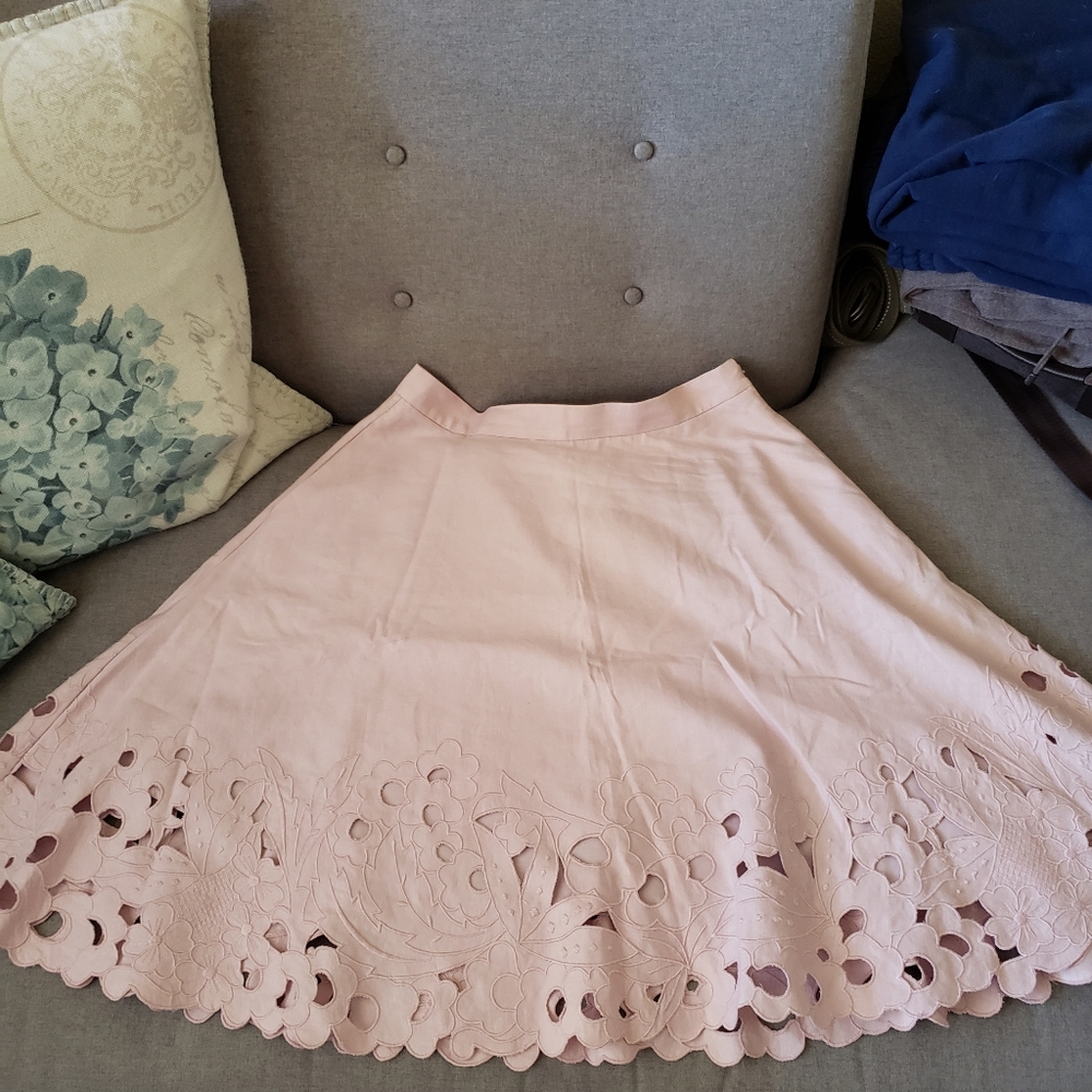 Baby pink linen skirt (pockets) 4/6 (petite) - Picture 2 of 3